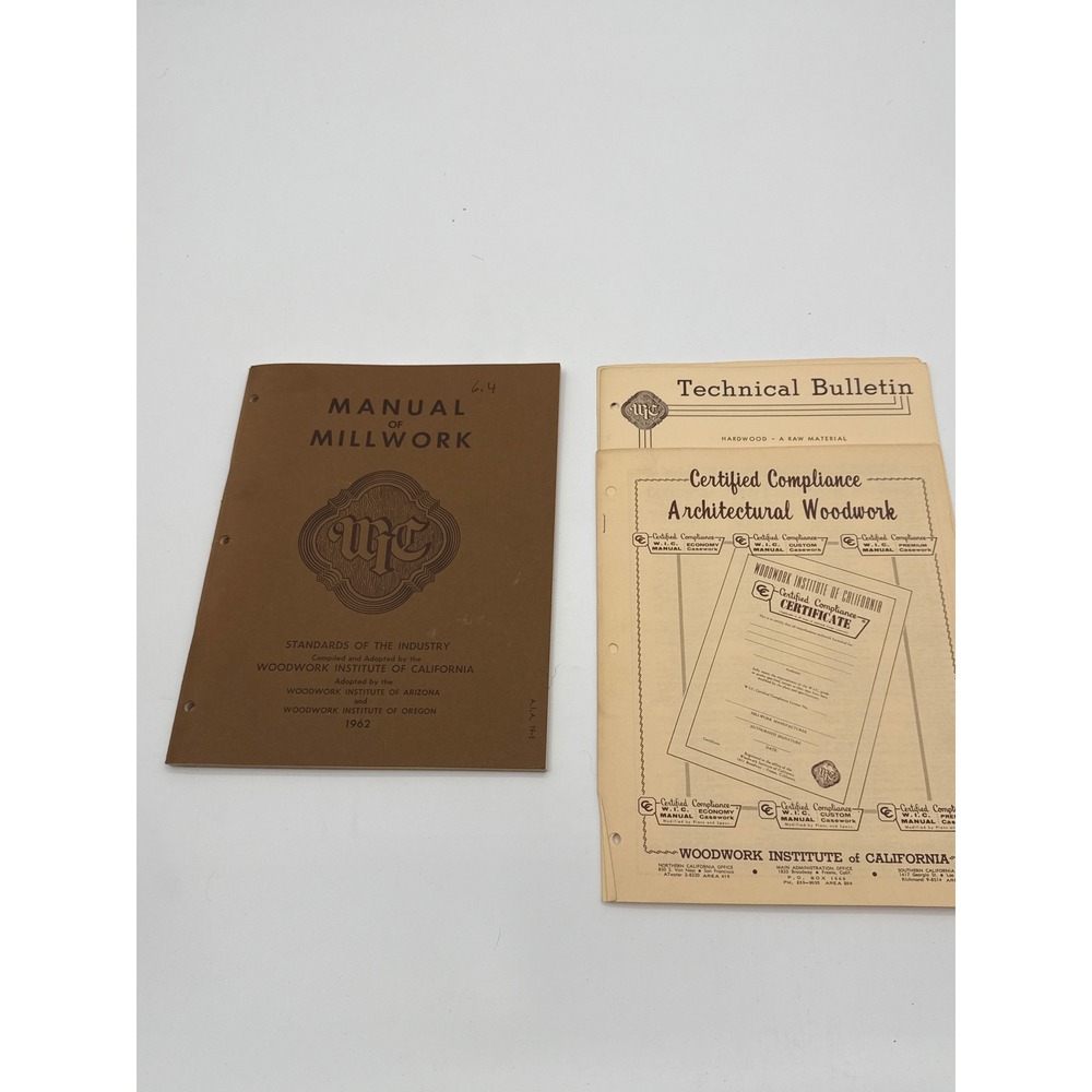 Vintage 1962 Manual of Millwork Woodwork Institute of California Standards Book